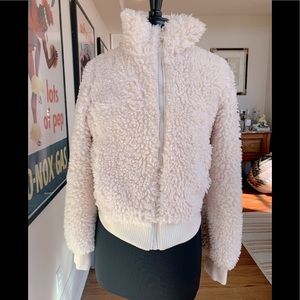 Zara Cream Sherpa/Teddy Bomber Jacket